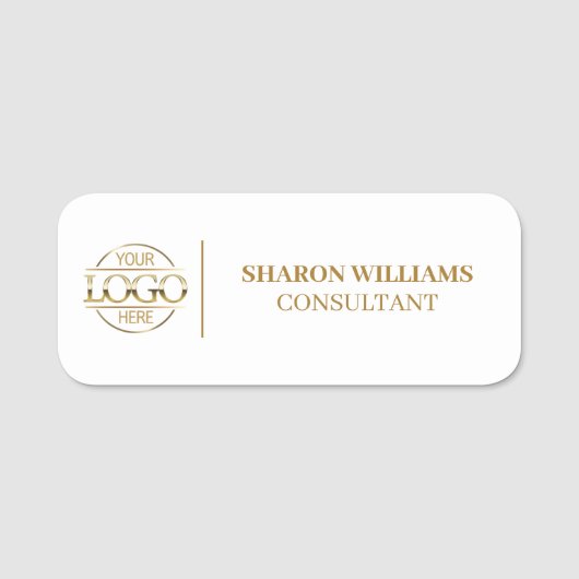 White Gold Company Business Logo Medewerker Magnet Naamplaatje (Voorkant)