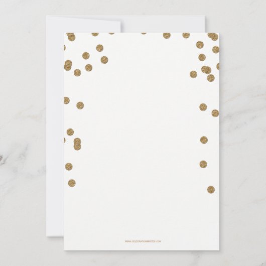 White Gold Confetti Foto Afstuderen Aankondiging (Achterkant)