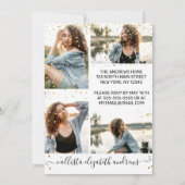 White Gold Confetti Photo Collage Afstuderen Kaart (Achterkant)