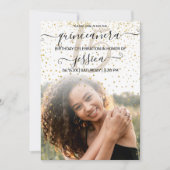 White Gold Confetti Photo Collage Quinceañera Kaart (Voorkant)