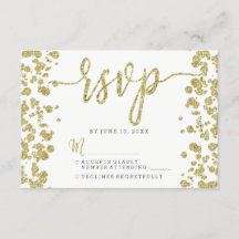 White & Gold Confetti RSVP-respons