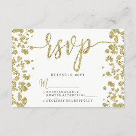White & Gold Confetti RSVP-respons RSVP Kaartje