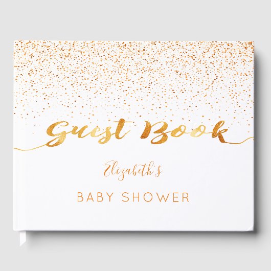White gold confetti sprinkle Baby shower girl Gastenboek (Voorkant)