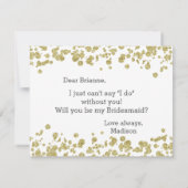 White & Gold Confetti zal je mijn bruidsmeisje zij Kaart (Achterkant)