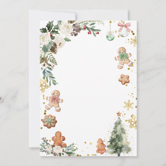 White Gold Cookie Cocktail Kerstfeest Kaart (Achterkant)