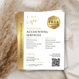 White & Gold Corporate Business QR Code Marketing Flyer