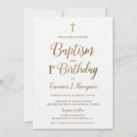White Gold Cross Baptisme 1e verjaardag Uitnodigin
