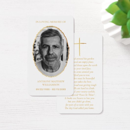 White & Gold Custom Photo Memorial-Kaarten Visitekaartje (Bureau)