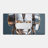 White Gold Cyborg Android Face Sci-Fi Bureaumat (Keyboard & Muis)