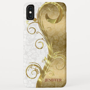 White Gold Damask Gold Swirls Case-Mate iPhone Case