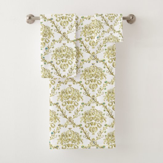 White Gold Damask-handdoekset Bad Handdoek (Insitu)
