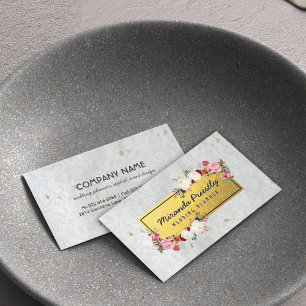 White Gold Damask Handmade Paper Wedding Planner Visitekaartje