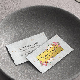 White Gold Damask Handmade Paper Wedding Planner Visitekaartje