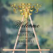 White Gold Damask Wedding Welcome Acryl Bord (Neutraal)