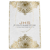 White & Gold Damaskers en  Ornament Medium Cadeauzakje (Voorkant)