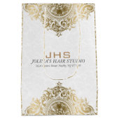 White & Gold Damaskers en  Ornament Medium Cadeauzakje (Achterkant)