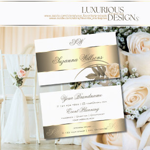 White Gold Decor Cute Roos Flower with Initiaal Visitekaartje