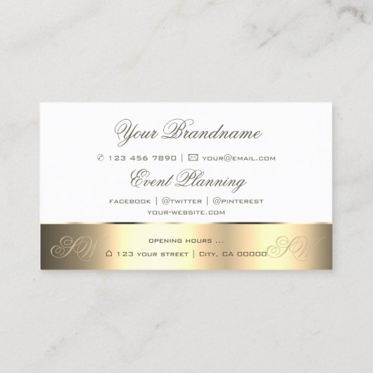 White Gold Decor Cute Roos Flower with Initiaal Visitekaartje (Achterkant)