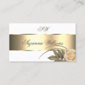 White Gold Decor Cute Roos Flower with Initiaal Visitekaartje (Voorkant)