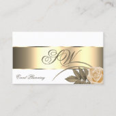 White Gold Decor Cute Roos Flower with Monogram Visitekaartje (Voorkant)