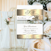 White Gold Decor Cute Roos Flower with Monogram Visitekaartje