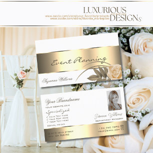 White Gold Decor Cute Roos Flower with Photo Visitekaartje