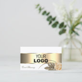 White Gold Decor en Cute Roos Flower met Logo Visitekaartje (Staand voorkant)