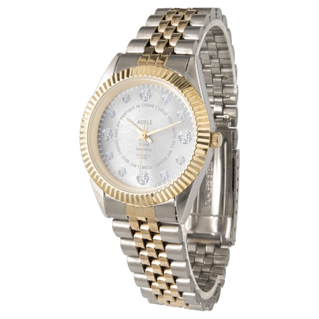 White Gold Diamond Custom Gezegde Dial Gift Wrist Horloge (Gekanteld)