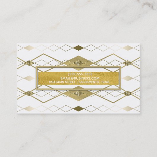 White & Gold Diamond Glamor Modern Classy Elegant Visitekaartje (Achterkant)