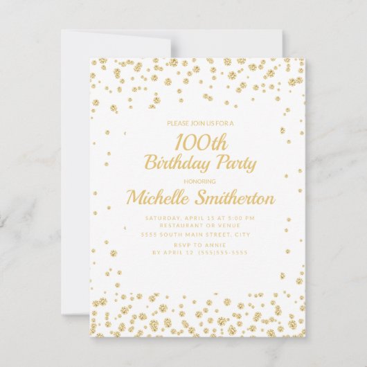 White Gold Diamond Glitter Women's 100th Birthday Kaart (Voorkant)