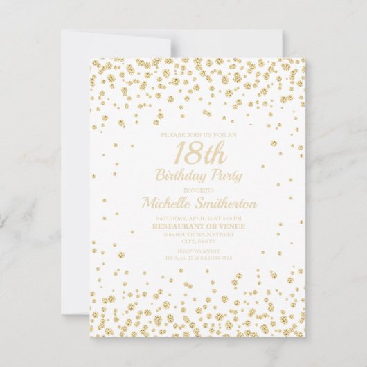 White Gold Diamond Glitter Women's 18e verjaardag Kaart (Voorkant)