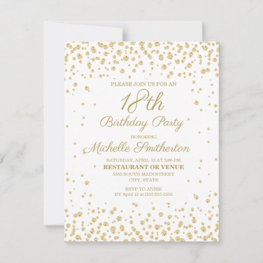 White Gold Diamond Glitter Women's 18e verjaardag Kaart (Voorkant)