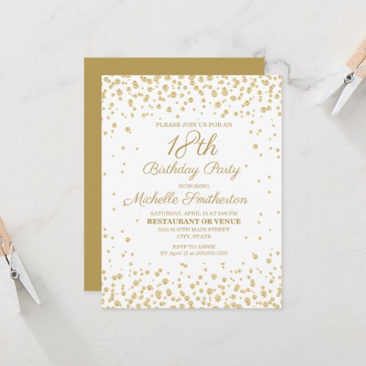 White Gold Diamond Glitter Women's 18e verjaardag Kaart (Voorkant / Achterkant in situ)