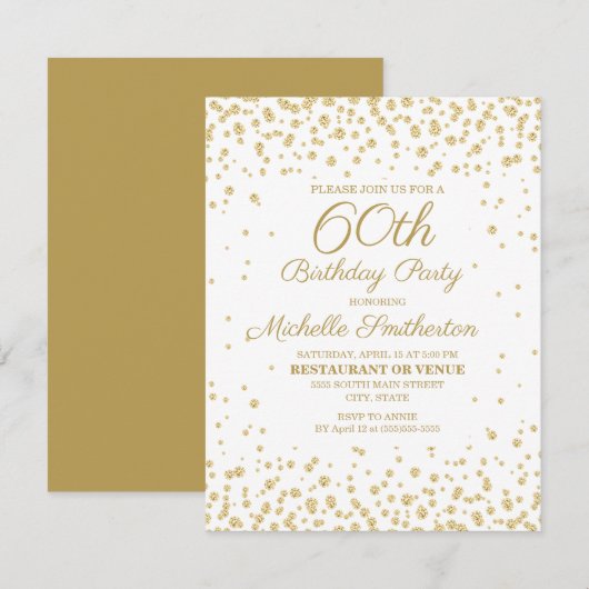 White Gold Diamond Glitter Women's 60e verjaardag Kaart (Voorkant / Achterkant)