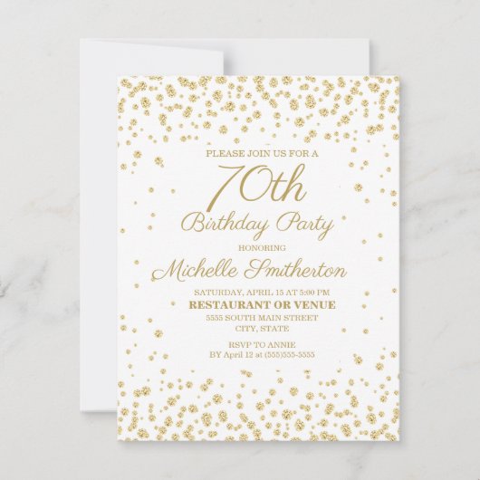 White Gold Diamond Glitter Women's 70th Birthday Kaart (Voorkant)