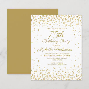 White Gold Diamond Glitter Women's 75e verjaardag Kaart