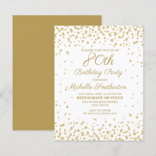 White Gold Diamond Glitter Women's 80th Birthday Kaart