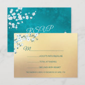 White Gold Elegant Floral RSVP Kaartje (Voorkant / Achterkant)