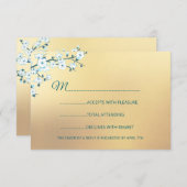 White Gold Elegant Floral RSVP Kaartje (Voorkant / Achterkant)