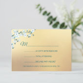 White Gold Elegant Floral RSVP Kaartje (Staand voorkant)