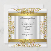 White Gold Elegant Gold 50th Wedding Jubileum Kaart (Achterkant)