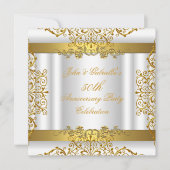 White Gold Elegant Gold 50th Wedding Jubileum Kaart (Voorkant)