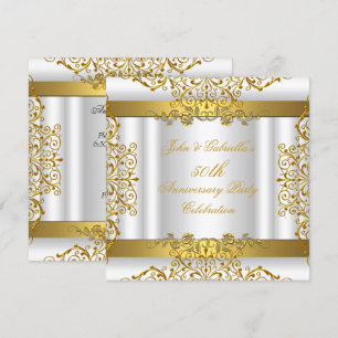 White Gold Elegant Gold 50th Wedding Jubileum Kaart