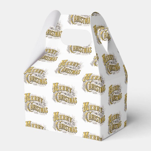 White Gold Elegant Merry Kerstmis Rustic Bedankdoosjes (Achterkant)