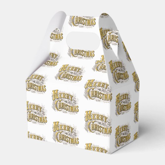 White Gold Elegant Merry Kerstmis Rustic  Bedankdoosjes (Voorkant Zijde)