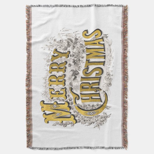 White Gold Elegant Merry Kerstmis Rustic  Deken (Voorkant Verticaal)