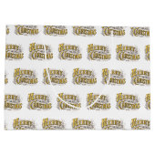 White Gold Elegant Merry Kerstmis Rustic  Groot Cadeauzakje (Achterkant)