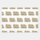 White Gold Elegant Merry Kerstmis Rustic  Inpakpapier Vel (Voorkant 3)