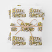 White Gold Elegant Merry Kerstmis Rustic  Inpakpapier Vel (In situ)