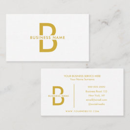 White & Gold Elegant Monogram Modern Professional Visitekaartje